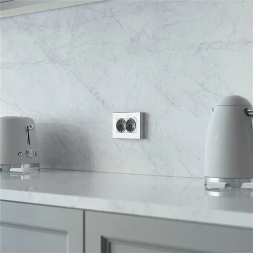 Розетка двойная с заземлением (Hammaer серебряный) W1272006 - фото 5