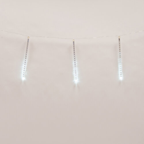 ULD-E2405-240-DTK WHITE IP44 METEOR Занавес светодиодный фигурный Падающие звезды, соединяемый, 2х0.5м, 8 подвесов, Белый свет, Провод прозрачный. - фото 3