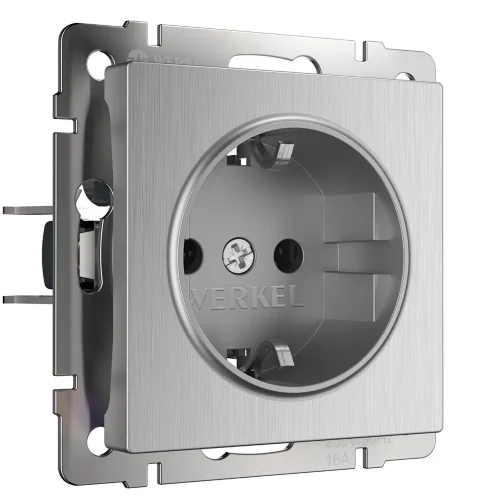 Розетка с заземлением (cеребряный рифленый) W1171009 - фото