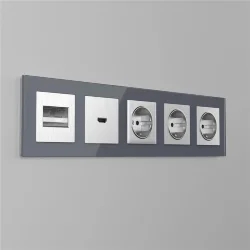 Розетка с заземлением (cеребряный рифленый) W1171009