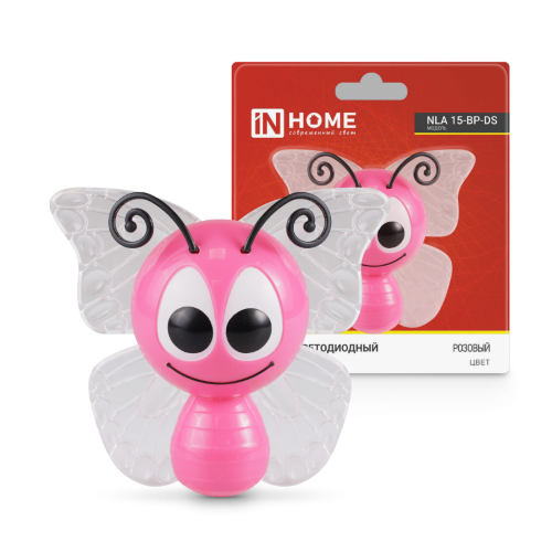 Ночник светодиодный NLA 15-BP-DS БАБОЧКА розовая с датчиком освещения 230В IN HOME - Фото
