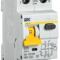 Выключатель автоматический дифференциального тока 2п (1P+N) B 25А 10мА тип A 6кА АВДТ-32 KARAT IEK MAD22-5-025-B-10