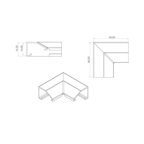 Соединитель угловой для 553 профиля (пластик, цвет-серебристый металлик) - фото II
