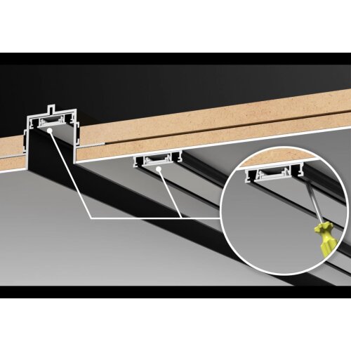 Низковольтный шинопровод для встраиваемого монтажа в ГКЛ, длина 2м (в коплекте заглушки-2шт- соедини «Novotech» 135199, серия: SMAL. Фото 2.