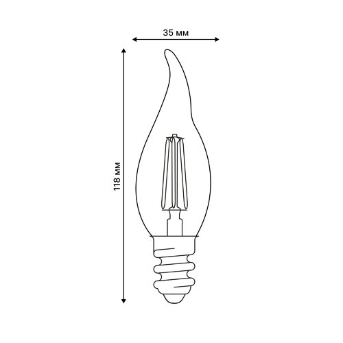 LED-CW35-6W-4000K-E14-CL-DIM-SLF Лампа светодиодная диммируемая, Форма свеча на ветру, прозрачная, Белый свет 4000K - фото 4