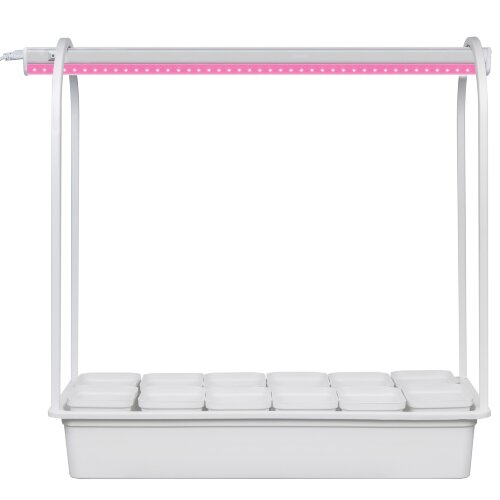 ULT-P34-10W-SPBR IP20 WHITE 12 Набор Минисад, светильник для растений светодиодный с подставкой, Спектр для рассады и досвечивания в период роста, 12 кашпо в-к, белые, TM Uniel - фото 1
