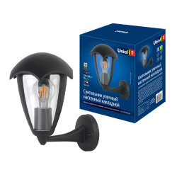 UUL-S80A 60W-E27 IP54 BLACK Светильник уличный, под лампу Е27, Архитектурный накладной, Корпус черный, TM Uniel