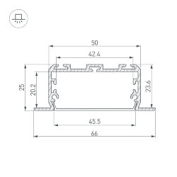 Профиль KLUS-POWER-W50-FS-2000 ANOD (Arlight, Алюминий) 028919