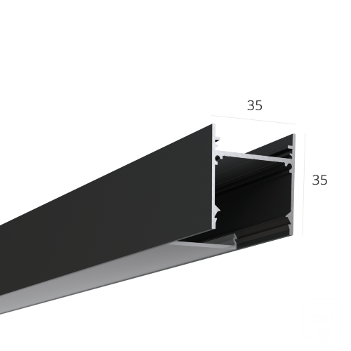 Алюминиевый LED профиль LINE 3535 ral9005 LT70 (с экраном) — 2500мм - фото 1