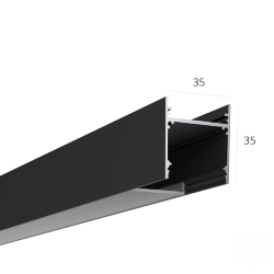 Алюминиевый LED профиль LINE 3535 ral9005 LT70 (с экраном) — 2500мм