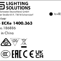 VS 100W/700-1400мА 72-144V NFC IP67 173x69x39мм - Влагозащищённый драйвер для светодиодов Vossloh-Schwabe ECXe 1400.362