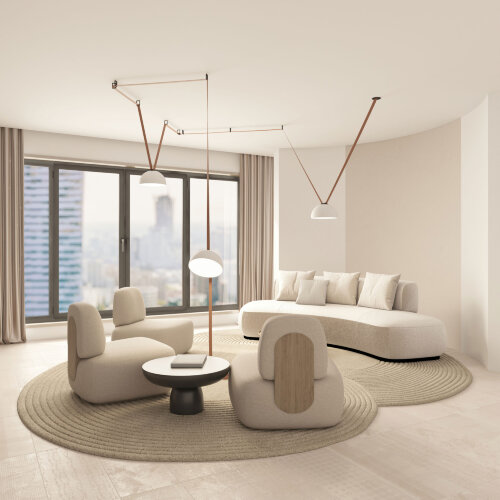 DK5563-WH+BK Cветильник для трека-ремня Belty, серия Flow со светодиодом, D300*H171мм, 48V DC, 28W, RA90, 120°, 3000K, IP20, белый с черным, алюминий. Фото 5