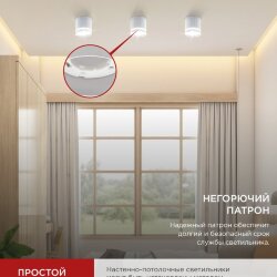 Светильник потолочный НПБ-ЦИЛИНДР-GX53 LN-NL-WH с подсветкой 82x80мм белый IN HOME