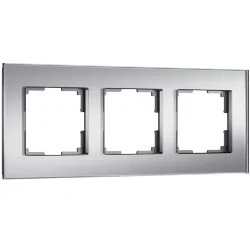 Рамка из стекла на 3 поста Senso серебряный soft-touch W0033106