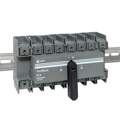 Рубильник 4п 63А реверсивный с рукояткой для прямой установки TwinBlock EKF tb-s-63-4p-rev - фото 2
