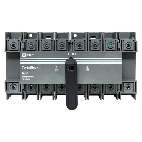 Рубильник 4п 63А реверсивный с рукояткой для прямой установки TwinBlock EKF tb-s-63-4p-rev - фото 3