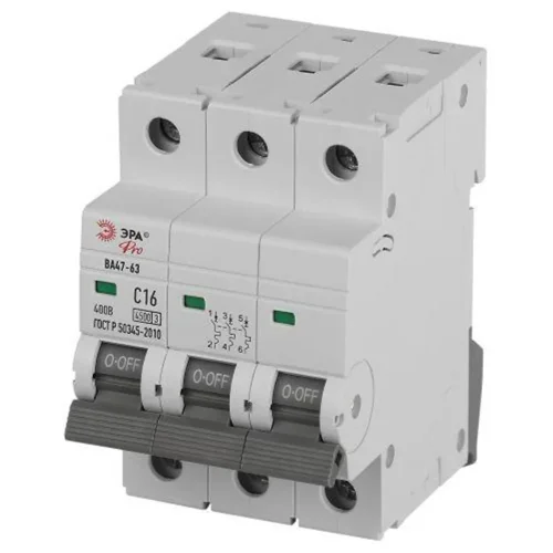 Выключатель автоматический 3п C 16А 4.5кА ВА47-63 PRO ЭРА Б0059437 - фото