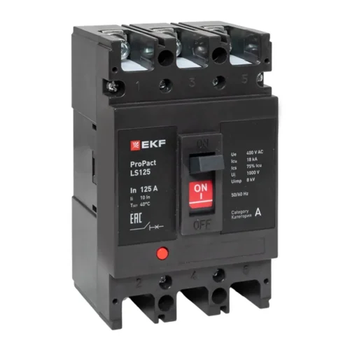 Выключатель автоматический 3п 160А 18кА LS125 ProPact EKF mccb-125-18-3-160-ls - фото