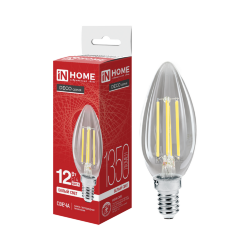 Лампа светодиодная LED-СВЕЧА-deco 12Вт 230В Е14 4000К 1350Лм прозрачная IN HOME