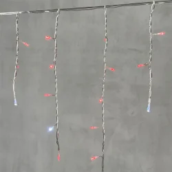 Гирлянда Бахрома 3,1 x 0,5 м Красная с Мерцанием Белого Диода 220В, 150 LED, Провод Прозрачный ПВХ, IP54