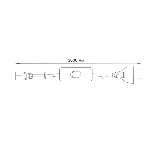 UCX-Q851 LT-300-B BLACK Провод для подключения светильника ULI-Q151 и ULI-Q951, к сети 220В, 300 см, 2 контакта, с кнопкой включения, Черный - фото 10