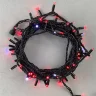 Гирлянда Нить 10м Красная с Мерцанием Белого Диода 220В, 75 LED, Провод Черный Каучук, IP65. Фото 1.