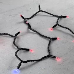 Гирлянда Нить 10м Красная с Мерцанием Белого Диода 220В, 75 LED, Провод Черный Каучук, IP65