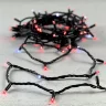 Гирлянда Нить 10м Красная с Мерцанием Белого Диода 220В, 75 LED, Провод Черный Каучук, IP65. Фото 6.