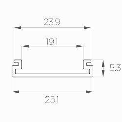 Профиль накладной алюминиевый LC-LP-0525-2 Anod