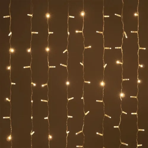 Гирлянда Занавес с Колпачком 2 x 3 м Экстра Тепло-Белый 220В, 600 LED, Провод Прозрачный ПВХ, IP65. Фото 3.