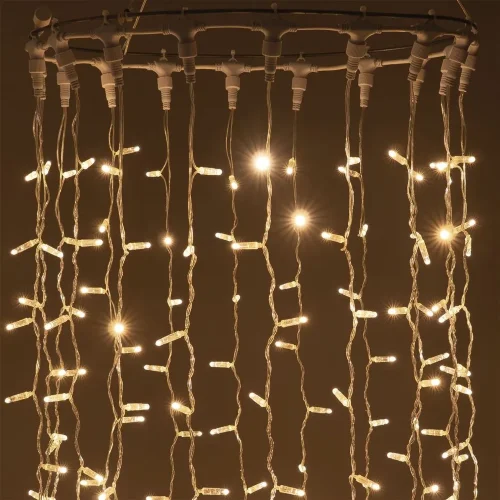 Гирлянда Занавес с Колпачком 2 x 3 м Экстра Тепло-Белый 220В, 600 LED, Провод Прозрачный ПВХ, IP65. Фото 4.