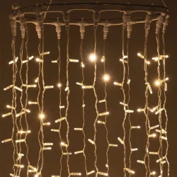 Гирлянда Занавес с Колпачком 2 x 3 м Экстра Тепло-Белый 220В, 600 LED, Провод Прозрачный ПВХ, IP65