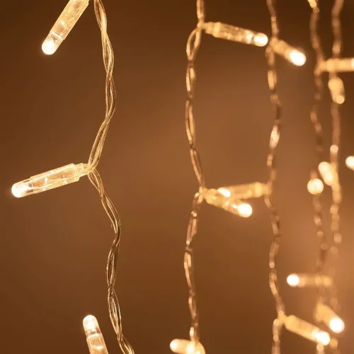 Гирлянда Занавес с Колпачком 2 x 3 м Экстра Тепло-Белый 220В, 600 LED, Провод Прозрачный ПВХ, IP65. Фото 5.