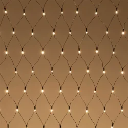 Светодиодная Сеть с Колпачком 2 x 2 м Тепло-Белая 220В, 256 LED, Провод Черный ПВХ, IP65