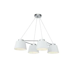 Светильники серии Barbara словно парят над помещением. Этот эффект достигнут благодаря светлому цвету арматуры и плафонов. Арматура и плафоны сделаны из металла. Цвет арматуры - хром, а плафоны окрашены порошковым способом в белый цвет. (Хром)