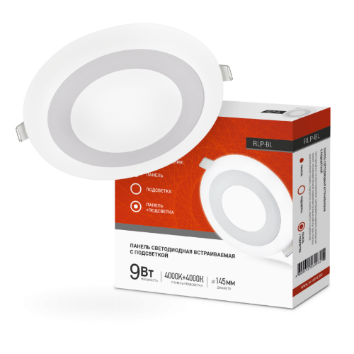 Панель светодиодная встраиваемая круглая RLP-BL 9Вт 230В 4000К 540Лм 145мм с подсветкой белая IP20 IN HOME - Фото 2