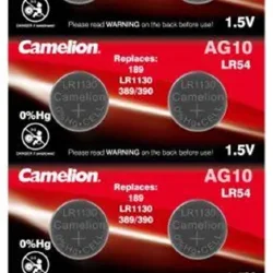 Элемент питания алкалиновый 'таблетка' LR1130/389A/189/G10 Mercury Free AG10-BP0%Hg для часов BL-10 (блист.10шт) Camelion 12818