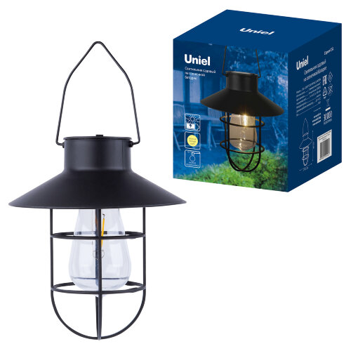 USL-S-280-PT200 VINTAGE LANTERN Садовый светильник на солнечной батарее Винтажный фонарь, Подвесной, 1 филаментная лампа, Теплый белый свет, 1xАА Ni-Mh аккумулятор в-к, IP44, TM Uniel - фото 4