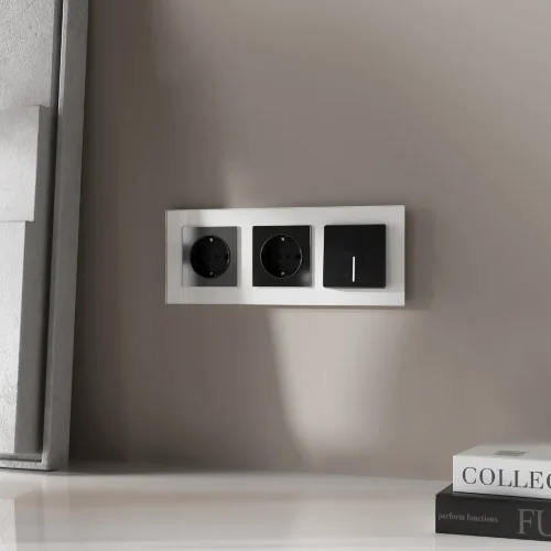 Выключатель одноклавишный проходной с подсветкой (черный акрил) W1112148 - фото 2