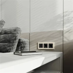 Рамка из поликарбоната на 3 поста Slab айвори софт W0032962