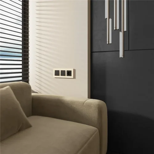 Рамка из поликарбоната на 3 поста Slab айвори софт W0032962 - фото 4