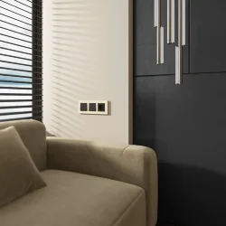 Рамка из поликарбоната на 3 поста Slab айвори софт W0032962