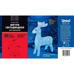 ULD-M3739-040-STA WHITE IP20 DEER Фигура светодиодная Олень, 40 светодиодов, 37x11x39 см, белый, IP20