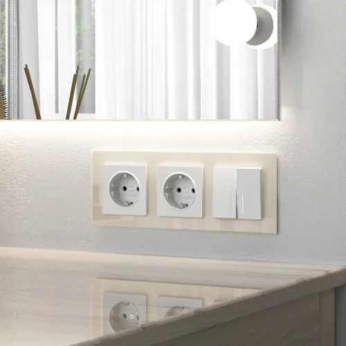 Выключатель двухклавишный проходной с подсветкой (белый матовый) W1122161 - фото 3