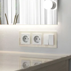 Выключатель двухклавишный проходной с подсветкой (белый матовый) W1122161