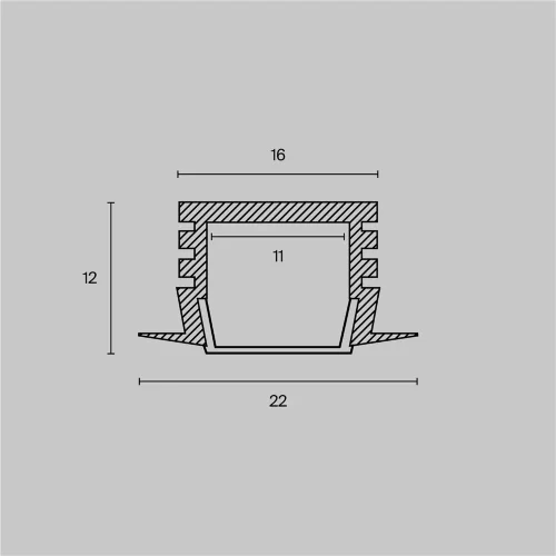 Алюминиевый профиль встраиваемый с накладным фланцем 22x12 (Серебро, 2 м), ALM006S-2M (Серебро) ALM006S-2M - фото 3