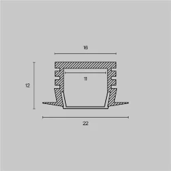 Алюминиевый профиль встраиваемый с накладным фланцем 22x12 (Серебро, 2 м), ALM006S-2M (Серебро) ALM006S-2M