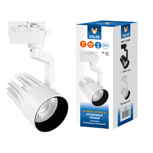 ULB-Q274 30W/4000К WHITE Светильник-прожектор светодиодный трековый. 3000 Лм. Белый свет (4000К) Корпус белый. ТМ Volpe - фото