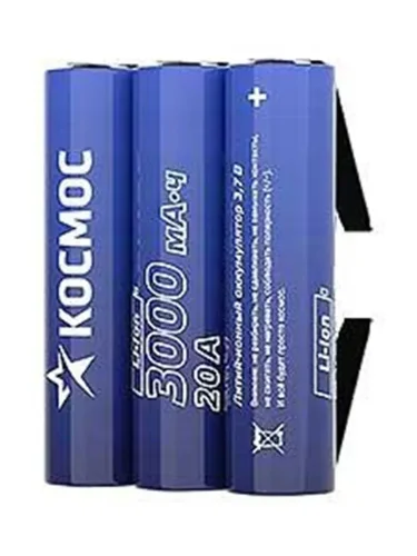 Аккумулятор Li-ion 18650 3000мА.ч без защиты с выводами под пайку (уп.3шт) KOC18650Li30PAS3 - фото