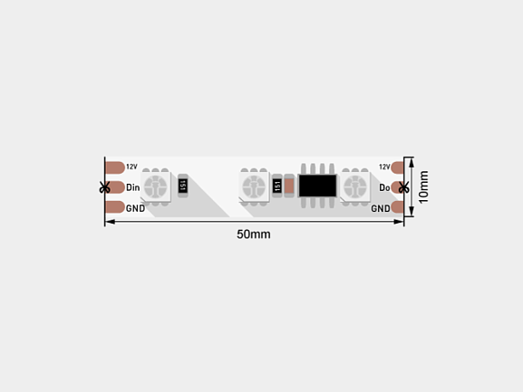 Светодиодная лента 5050, 60 LED/м, 14,4 Вт/м, 12В , IP20, Цвет: RGB, SWG560-12-14.4-RGB-SPI-M. Фото 2